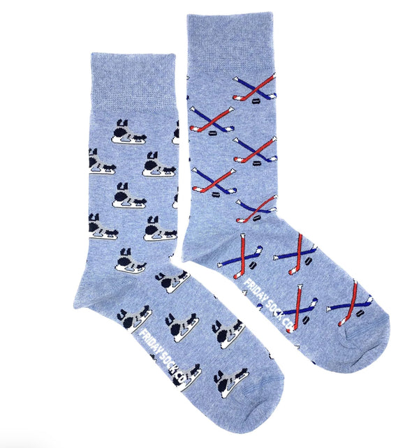 Men’s Mismatched Hockey Sticks and Skates Socks/ Size 7-12