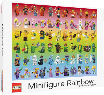 LEGO Rainbow Minifigure Puzzle - 1000pcs - LEGO Rainbow Minifigure Puzzle with 1000 colorful handmade minifigure designs, unique Canadian gift.
