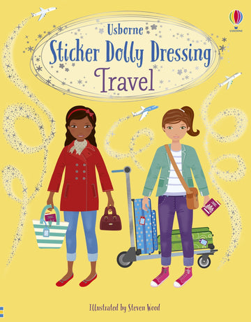 Sticker Dolly Dressing: Travel - Sticker Dolly Dressing Travel book cover with two girls, one with red coat and suitcase, the other with striped bag and.