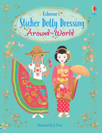 Sticker Dolly Dressing Around The World - Children’s sticker book featuring handmade, Canadian-themed dolls in traditional world costumes, perfect unique gift.