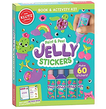 Paint and Peel Jelly Stickers - Paint and Peel Jelly Stickers kit with colorful handmade sticker designs and vibrant paints, ideal unique Canadian gift.