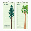 Epic Trees Birthday Calendar | The Paperhood - Handmade Canadian birthday calendar with unique tree illustrations for February and March gift.