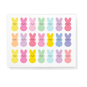 Peeps Greeting Card (Penny Paper Co) - Handmade Peeps Easter greeting card with colorful pastel bunny illustrations, unique Canadian gift design.