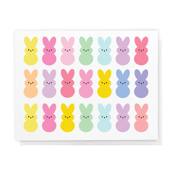 Peeps Greeting Card (Penny Paper Co) - Handmade Peeps Easter greeting card with colorful pastel bunny illustrations, unique Canadian gift design.