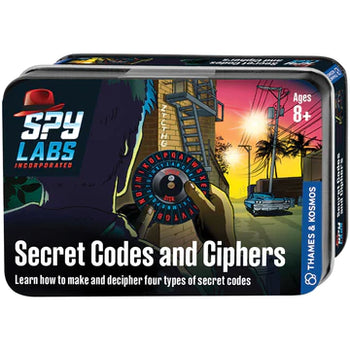 Spy Labs: Secret Codes & Ciphers - Spy Labs Secret Codes and Ciphers educational toy kit in a colorful tin, unique Canadian gift for kids ages 8+.